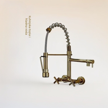 Ugradbeni kuhinjski miješac s dvostrukim otvorom, toplu/hladnu vodu, tijelo od mesinga, keramički disk ventil, dvostruka rupa