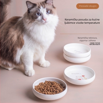Keramička posuda za hranjenje mačaka s dubokim karikaturističkim dizajnom, marka Shuo Ni, model PH20250217-2