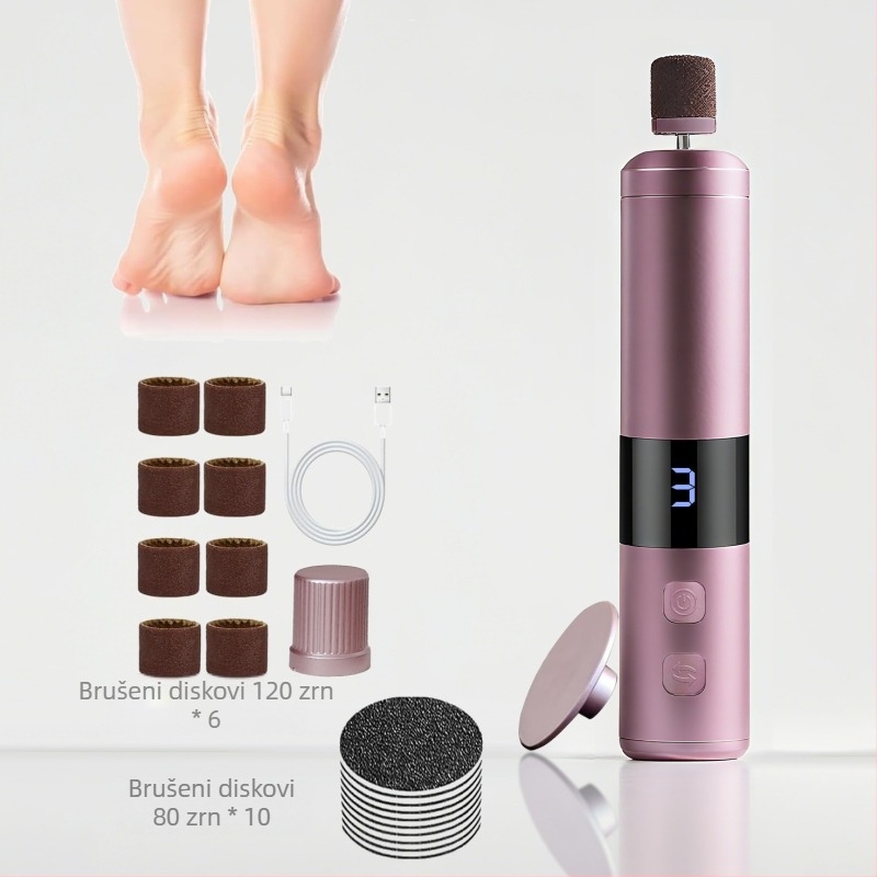 Električni nožni pilnik – 2-u-1 alat za njegu noktiju i stopala, prenosiv, uklanja odumrlu kožu i žuljeve, model YS-MJ002, lansiranje 2025