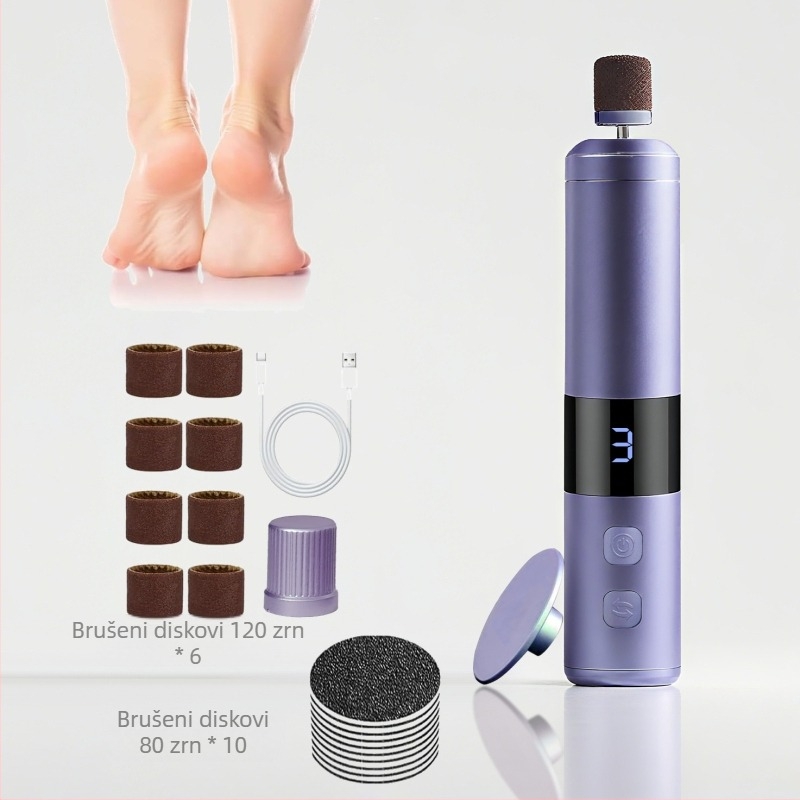 Električni nožni pilnik – 2-u-1 alat za njegu noktiju i stopala, prenosiv, uklanja odumrlu kožu i žuljeve, model YS-MJ002, lansiranje 2025