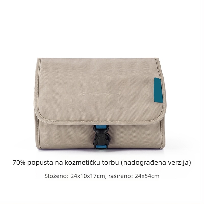 Prijenosna torba za kozmetiku i higijenske potrepštine s mokro-suhim odjeljkom i kukom za vješanje, za putovanja, velika kapaciteta – Poliester, Višenamjenska, Za putovanja