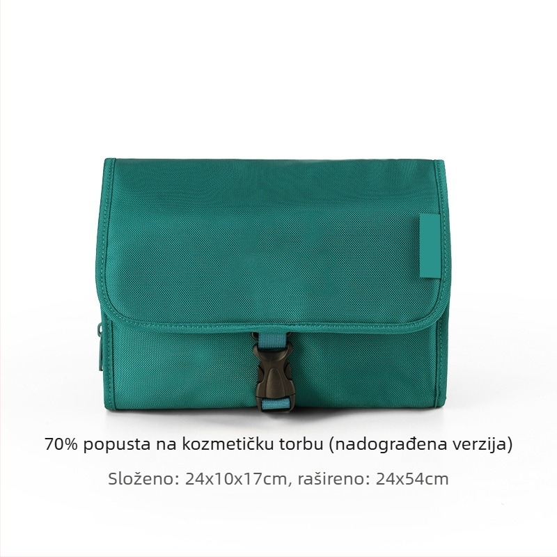 Prijenosna torba za kozmetiku i higijenske potrepštine s mokro-suhim odjeljkom i kukom za vješanje, za putovanja, velika kapaciteta – Poliester, Višenamjenska, Za putovanja