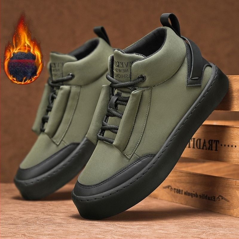 Zimske visokokopne tenisice od platna s flisom i toplom pamučnom ulošcima – muške casual tenisice u Korejskom stilu