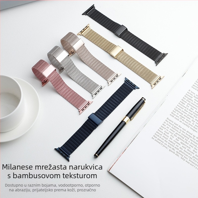 Baohong metalni Milanese kaiš za Apple Watch — kompatibilan sa Samsungom, Apple, Huawei; težina 80 g