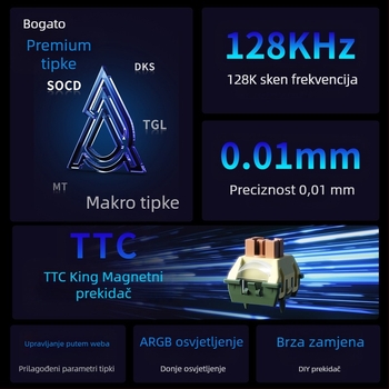 AK980MAX gaming tipkovnica s RGB osvjetljenjem, žični priključak, Ajazz/Heijue, izdanje 2025