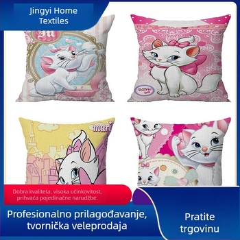 Lanena navlaka za jastuk s temom mačke, za kauč i spavaću sobu, prozračna, tisak s jedne strane