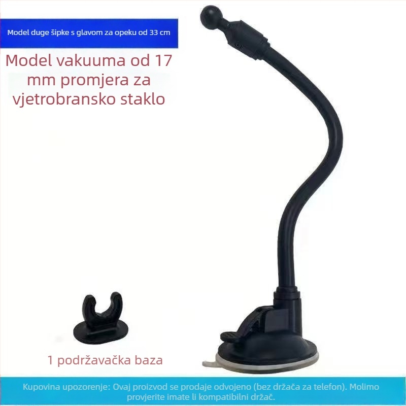 Držač za telefon u automobilu s kugličnom glavom, produženom usisnom čašom, dugim cijevima, univerzalni adapter — model RST-X28