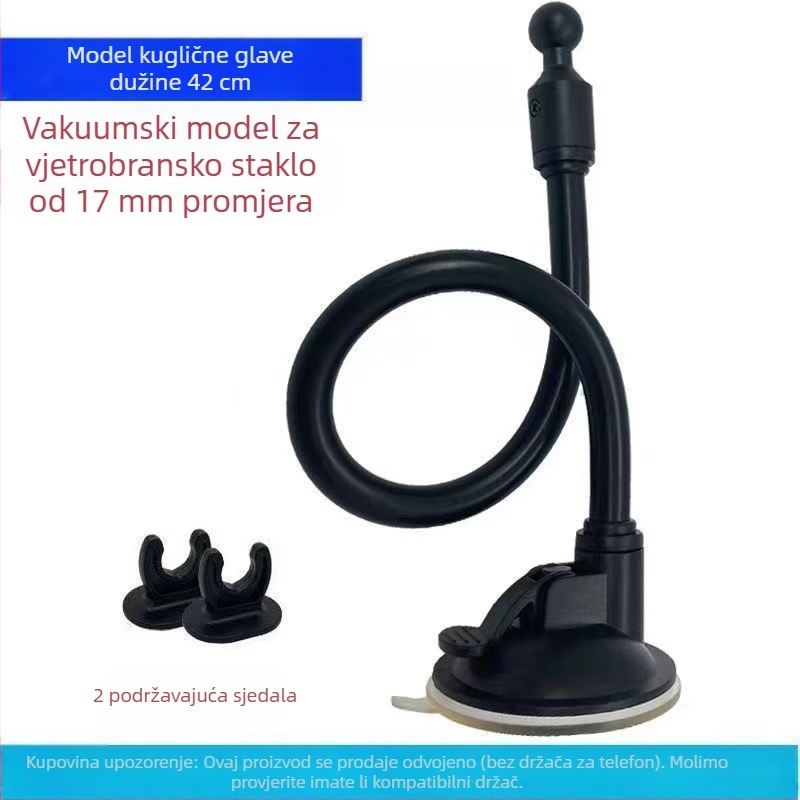 Držač za telefon u automobilu s kugličnom glavom, produženom usisnom čašom, dugim cijevima, univerzalni adapter — model RST-X28