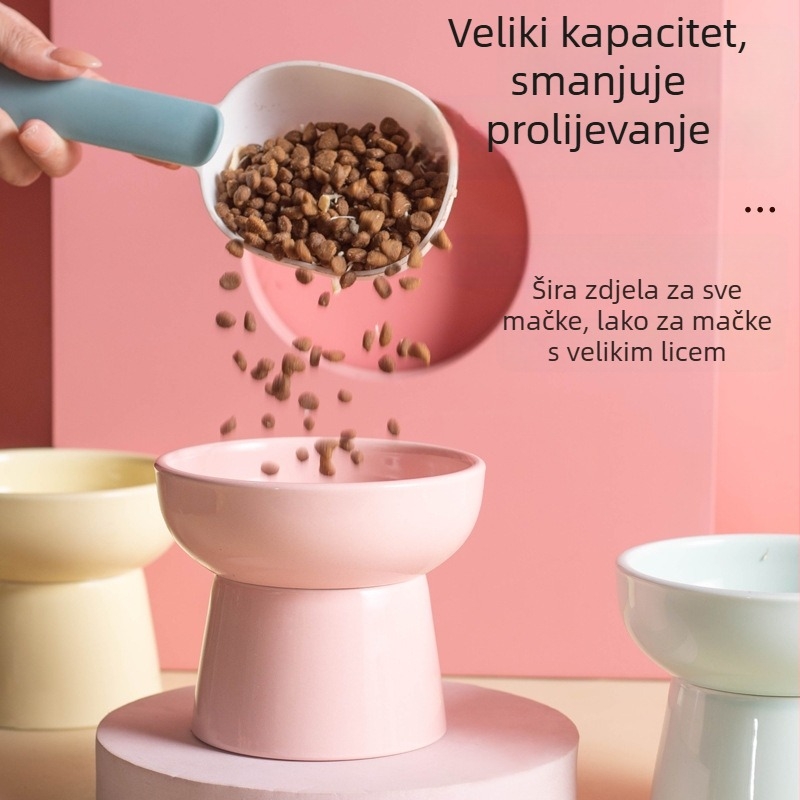 Keramička zdjelica za mačke s visokim nogama, dizajn protiv prevrnuća za vodu i hranu
