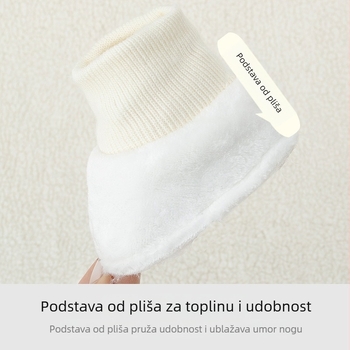 Zimske bebi cipele od pamuka sa mekanom sole, tople i udobne, za novorođenčad 0–12 mjeseci, s karikaturim uzorkom i kopčom