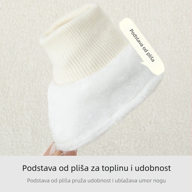Zimske bebi cipele od pamuka sa mekanom sole, tople i udobne, za novorođenčad 0–12 mjeseci, s karikaturim uzorkom i kopčom