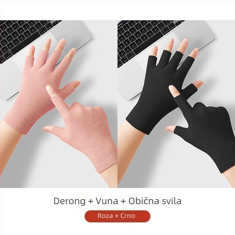 Unisex samozagrijavajuće rukavice s pola prsta, tople i otporne na habanje, Flip Cover stil, mješavina Ice Silk i pamuka