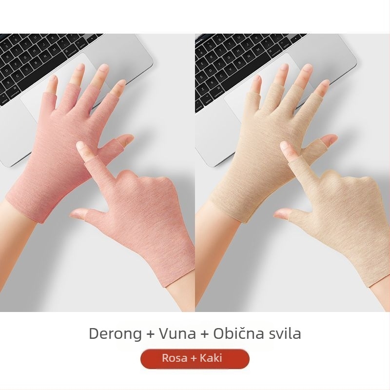 Unisex samozagrijavajuće rukavice s pola prsta, tople i otporne na habanje, Flip Cover stil, mješavina Ice Silk i pamuka