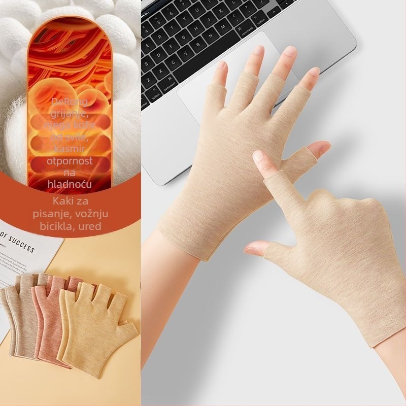 Unisex samozagrijavajuće rukavice s pola prsta, tople i otporne na habanje, Flip Cover stil, mješavina Ice Silk i pamuka
