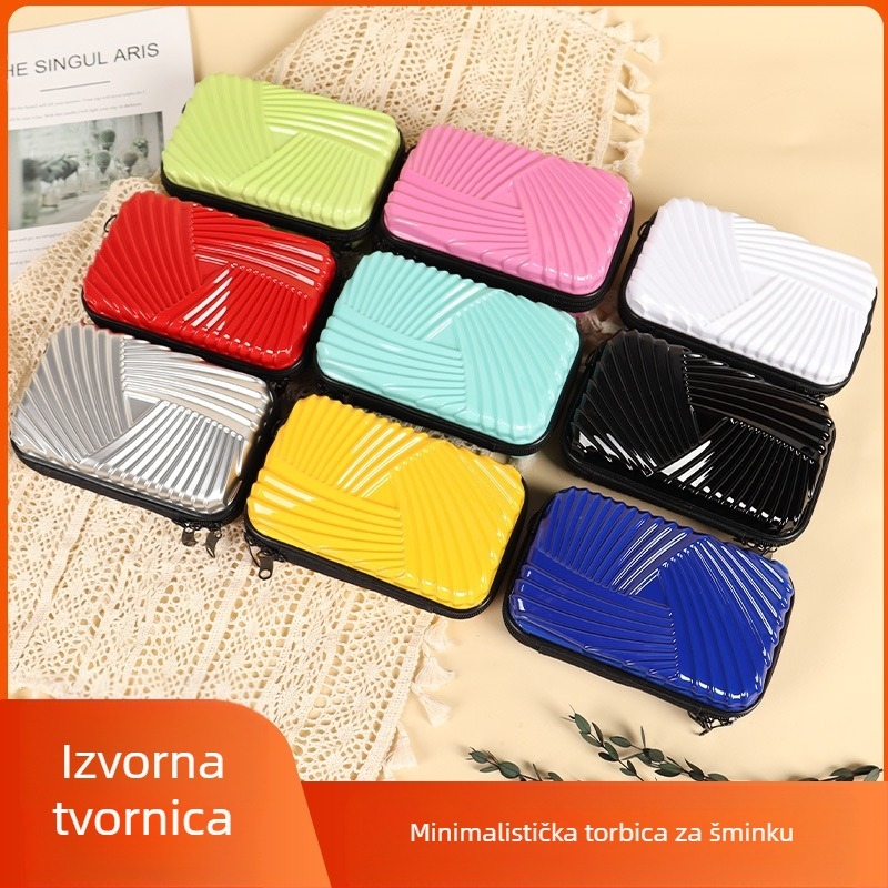 PVC prijenosna kvadratna torbica – prugasti uzorak, poliester podstava, sklopiva, gradski minimalistički stil, unisex