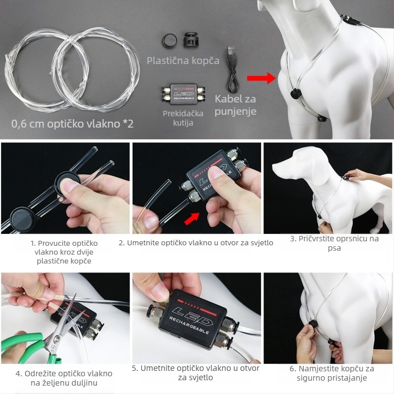 LED vesta za psa s USB punjivim prsni pojasom, DIY rezanje