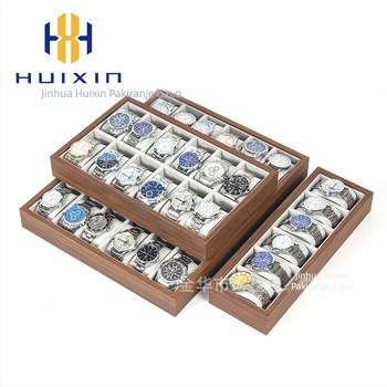 Drvena podloga za satove, ručno izrađena, 6–30 pozicija, kutija za poklon i nakit