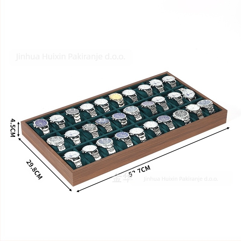 Drvena podloga za satove, ručno izrađena, 6–30 pozicija, kutija za poklon i nakit