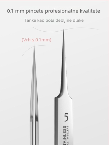 Izuzetno tanke pinzete br. 5 za uklanjanje crnih točk i akni, profesionalni set igala za uklanjanje akni