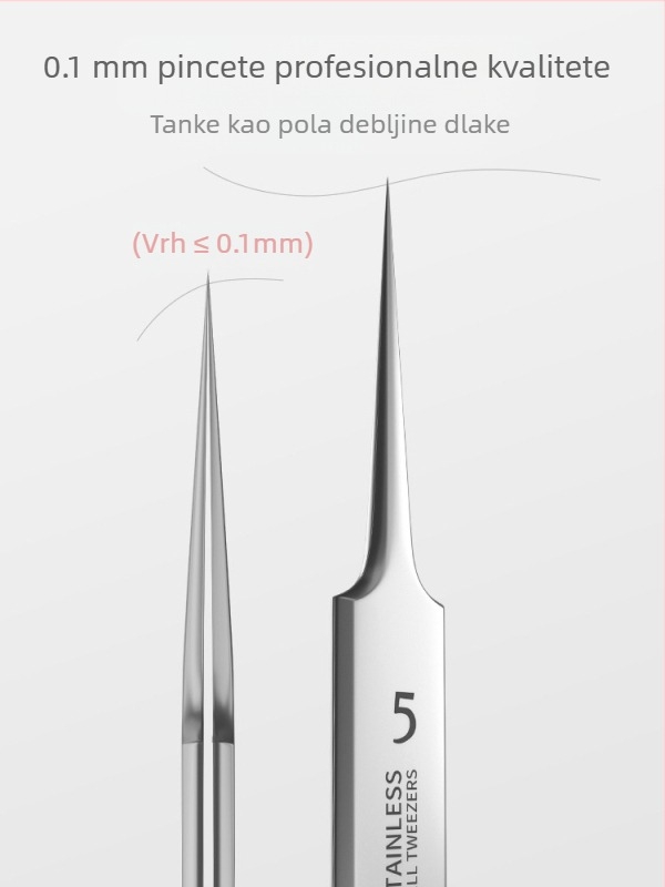 Izuzetno tanke pinzete br. 5 za uklanjanje crnih točk i akni, profesionalni set igala za uklanjanje akni