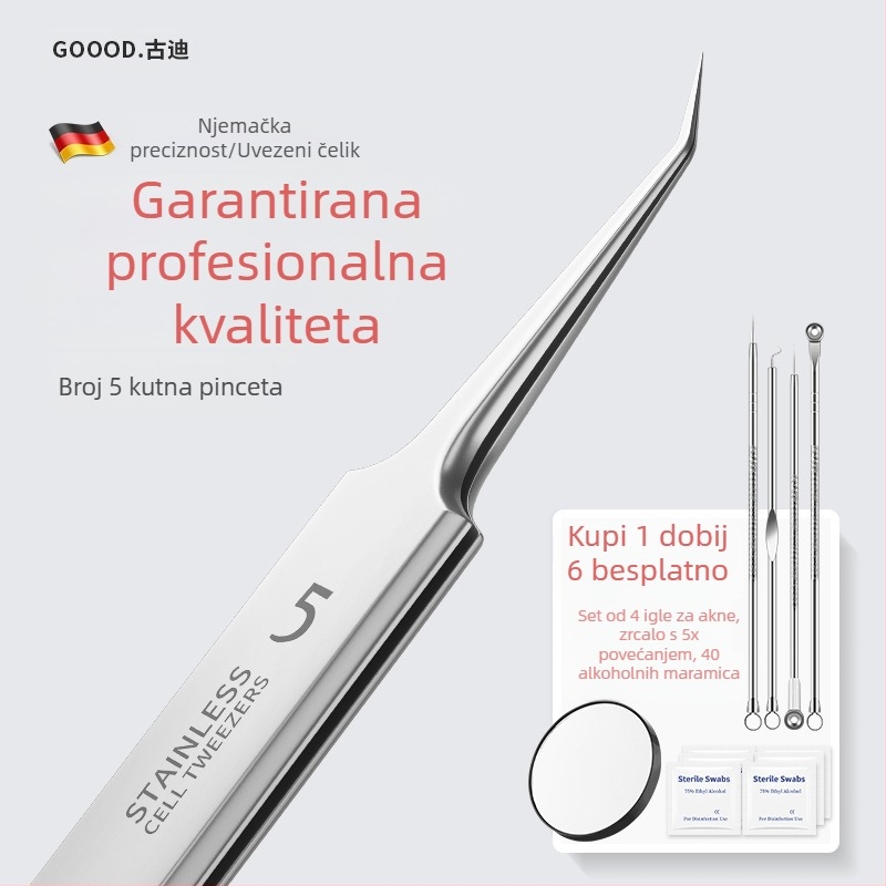Izuzetno tanke pinzete br. 5 za uklanjanje crnih točk i akni, profesionalni set igala za uklanjanje akni