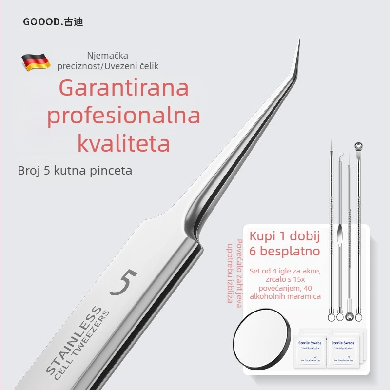 Izuzetno tanke pinzete br. 5 za uklanjanje crnih točk i akni, profesionalni set igala za uklanjanje akni