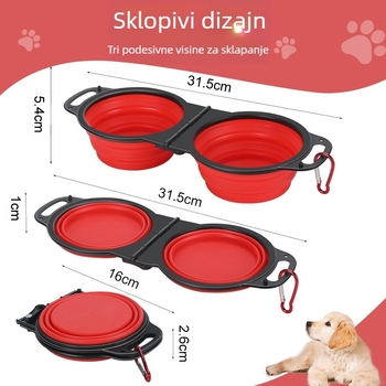 Sklopiva dvostruka posuda za ljubimce, plastična, model ZDSW-02, Guangdong