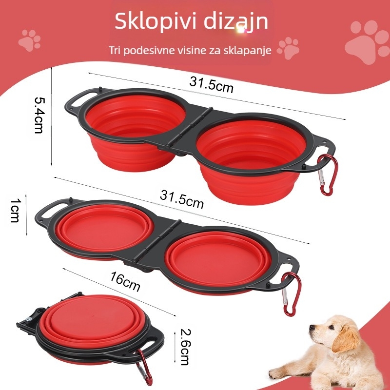 Sklopiva dvostruka posuda za ljubimce, plastična, model ZDSW-02, Guangdong