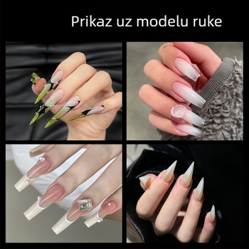 Krištalne šablone za produljenje noktiju – oblik orla kandže, dugi oštri tip, uzorak zvjezdano nebo, kutija od 140 komada
