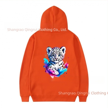 Kapucnasta dukserica od poliestera s fleec podstavom, leopard print, široki kroj, dugi rukavi