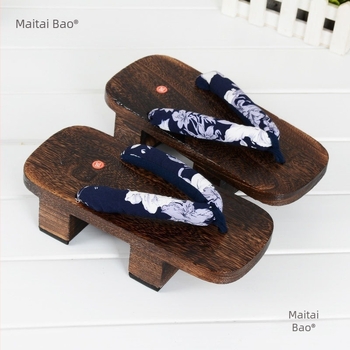 Geta sandale za cosplay – Two-Tooth Geta, japanskog stila, gornji dio od platna, EVA potplat, ravna potplata