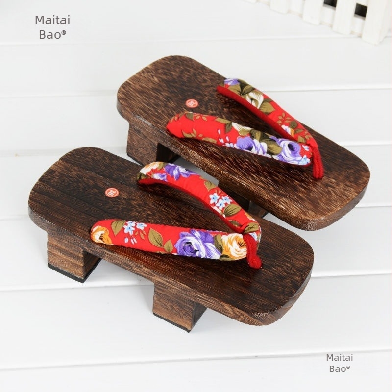 Geta sandale za cosplay – Two-Tooth Geta, japanskog stila, gornji dio od platna, EVA potplat, ravna potplata