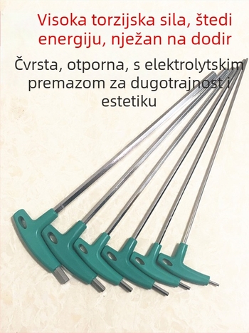 T-oblik unutarnji šesterouglasti ključ s produženom drškom, od visokougljičnog čelika
