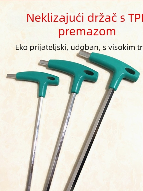 T-oblik unutarnji šesterouglasti ključ s produženom drškom, od visokougljičnog čelika