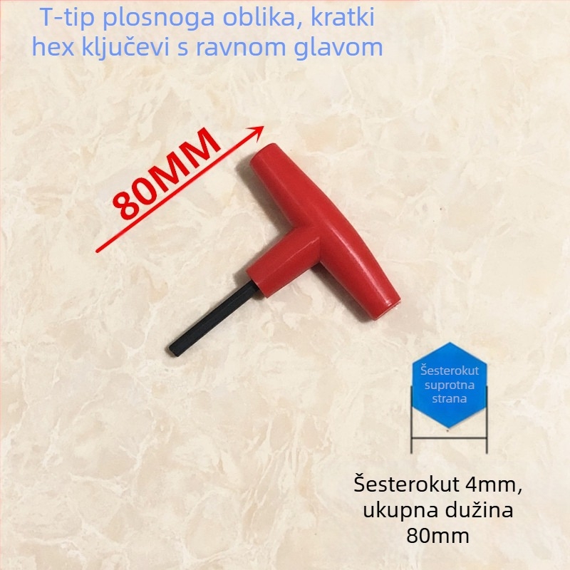 T-oblik unutarnji šesterouglasti ključ s produženom drškom, od visokougljičnog čelika