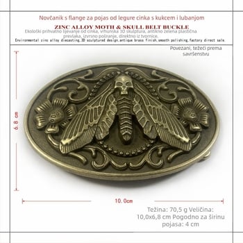 Kuka FP-03804-2, cink legura, glatka kopča, zapadni kaubojski stil, staromodna tin premaz