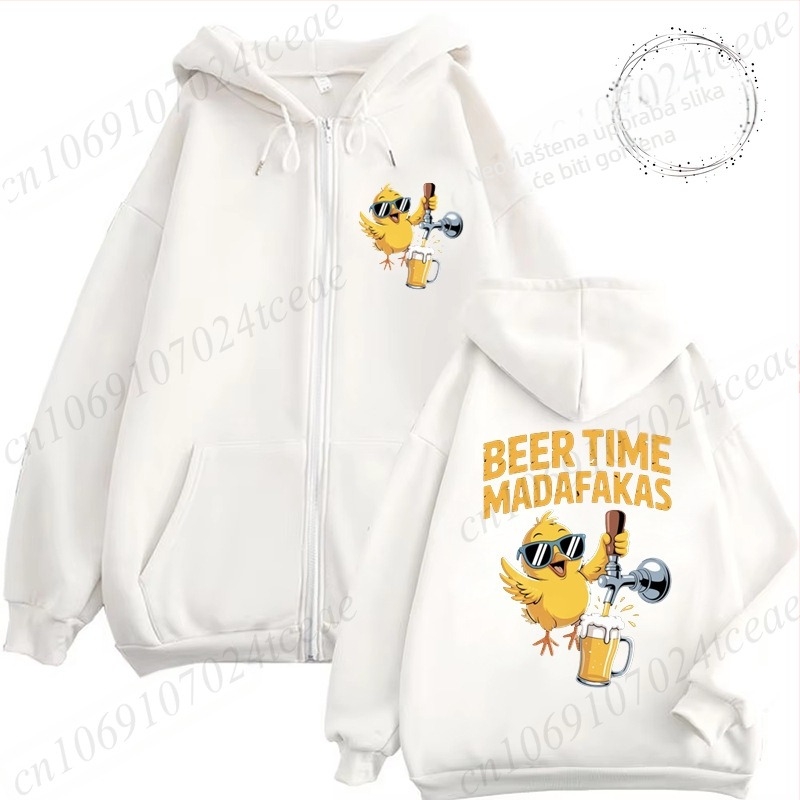 Ženski hoodie s kapuljom | tijesnog kroja, dugi rukav, okrugli izrez, print dizajn, poliester 90–95%