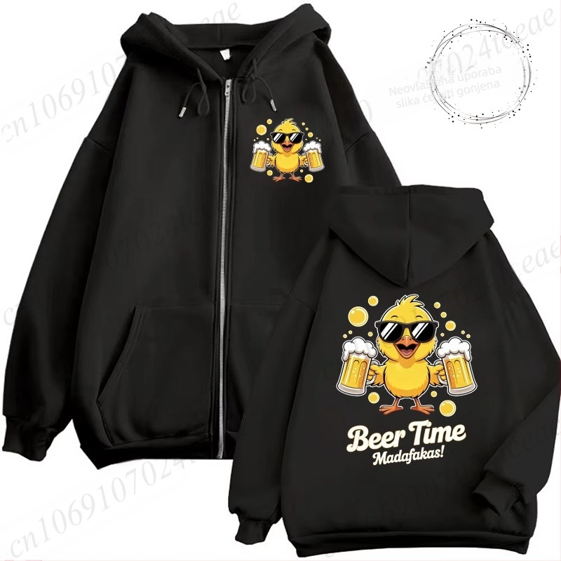 Ženski hoodie s kapuljom | tijesnog kroja, dugi rukav, okrugli izrez, print dizajn, poliester 90–95%