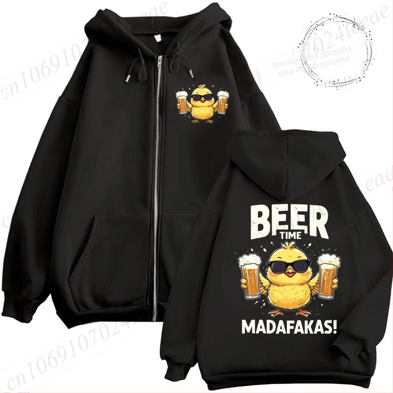 Ženski hoodie s kapuljom | tijesnog kroja, dugi rukav, okrugli izrez, print dizajn, poliester 90–95%