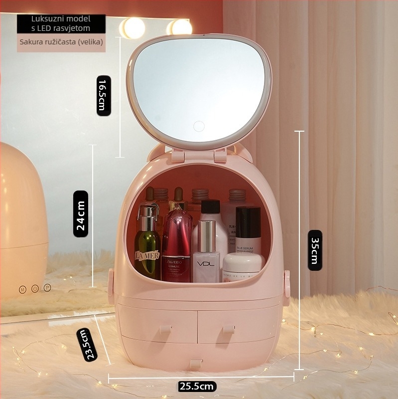 Stolni kutija za pohranu s poklopcem, PS+ABS plastika, kapacitet 35 L, model 1zy580804586006, pogodno za kozmetiku i sitnice