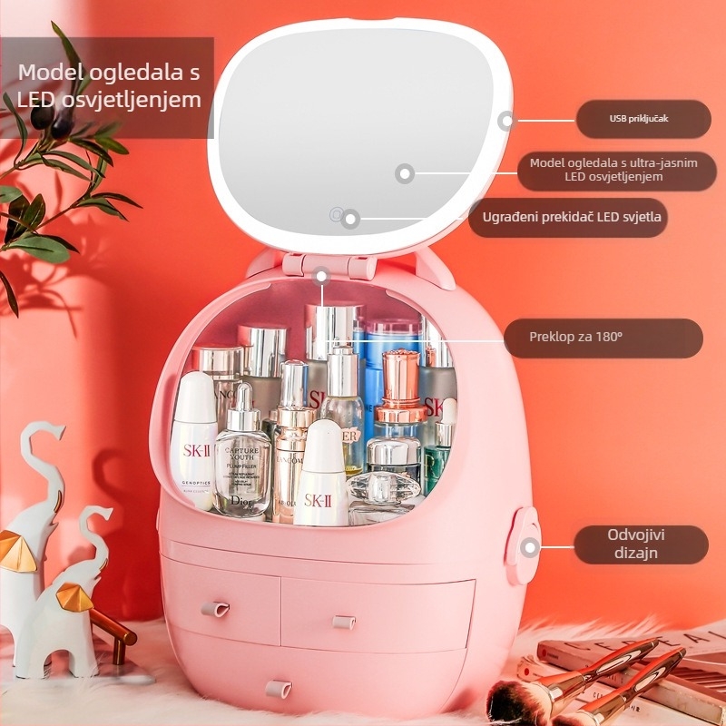 Stolni kutija za pohranu s poklopcem, PS+ABS plastika, kapacitet 35 L, model 1zy580804586006, pogodno za kozmetiku i sitnice