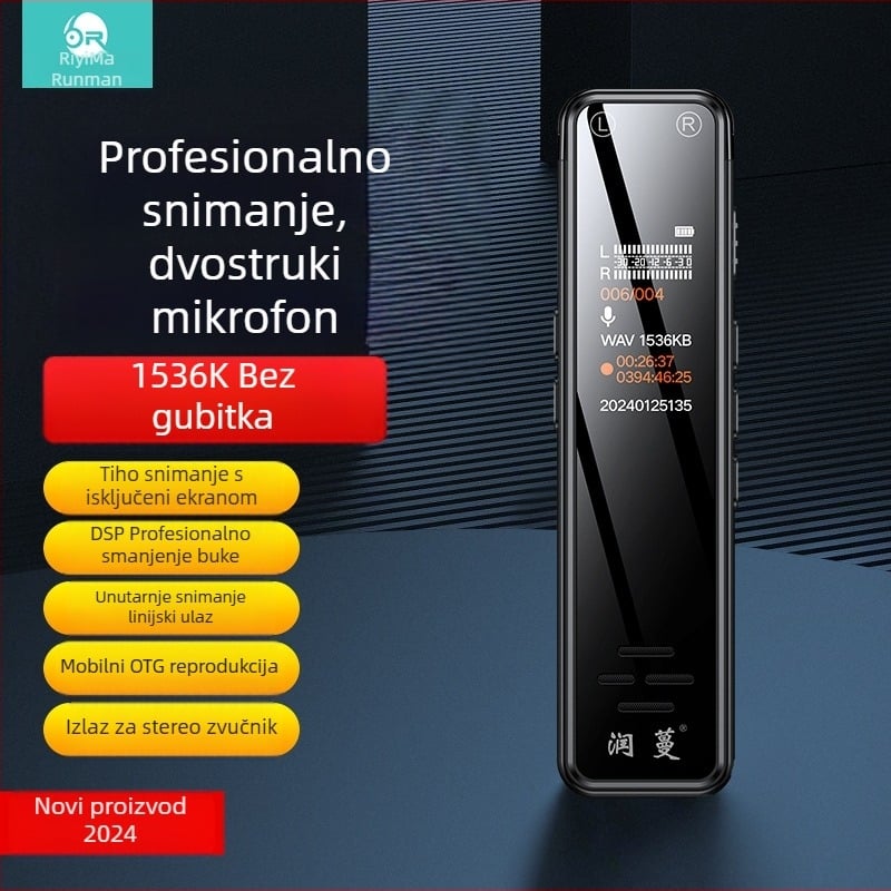 Runvine R11 diktafon u olovci s dvostrukim mikrofonom, WAV 512Kbps, 60 sati snimanja, aluminijsko kućište, USB 2.0