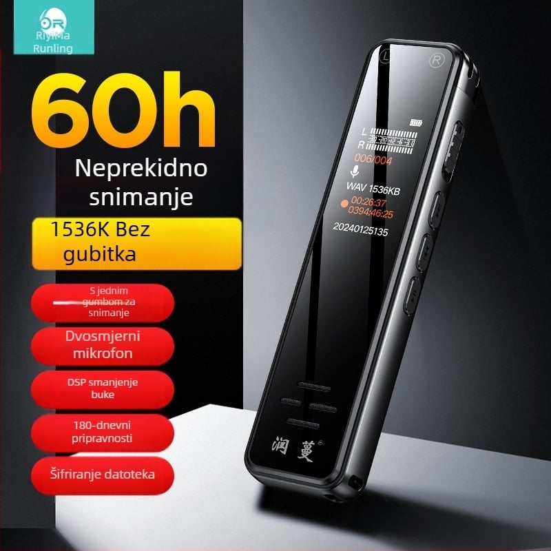 Runvine R11 diktafon u olovci s dvostrukim mikrofonom, WAV 512Kbps, 60 sati snimanja, aluminijsko kućište, USB 2.0