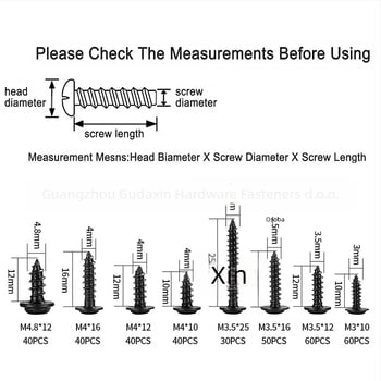 350 komada seta samoreznih vijaka s okruglom glavom od karbonskoga čelika, klase A, standard GDX0035