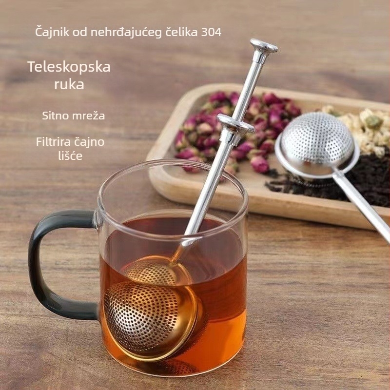 Filter za čaj od nehrđajućeg čelika - Misty frost - Teleskopska kugla za čaj s velikim i malim otvorima - Jednostavan stil