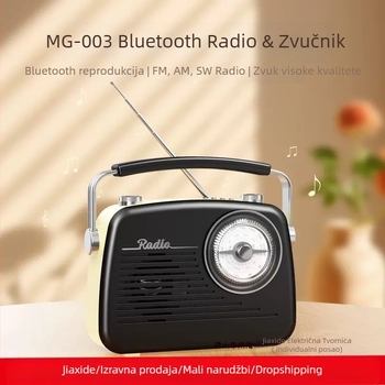 MG003 Bluetooth radio s punim opsegom za starije osobe — USB sučelje, ugrađeni zvučnici, mono zvuk, 5V, 220 mW