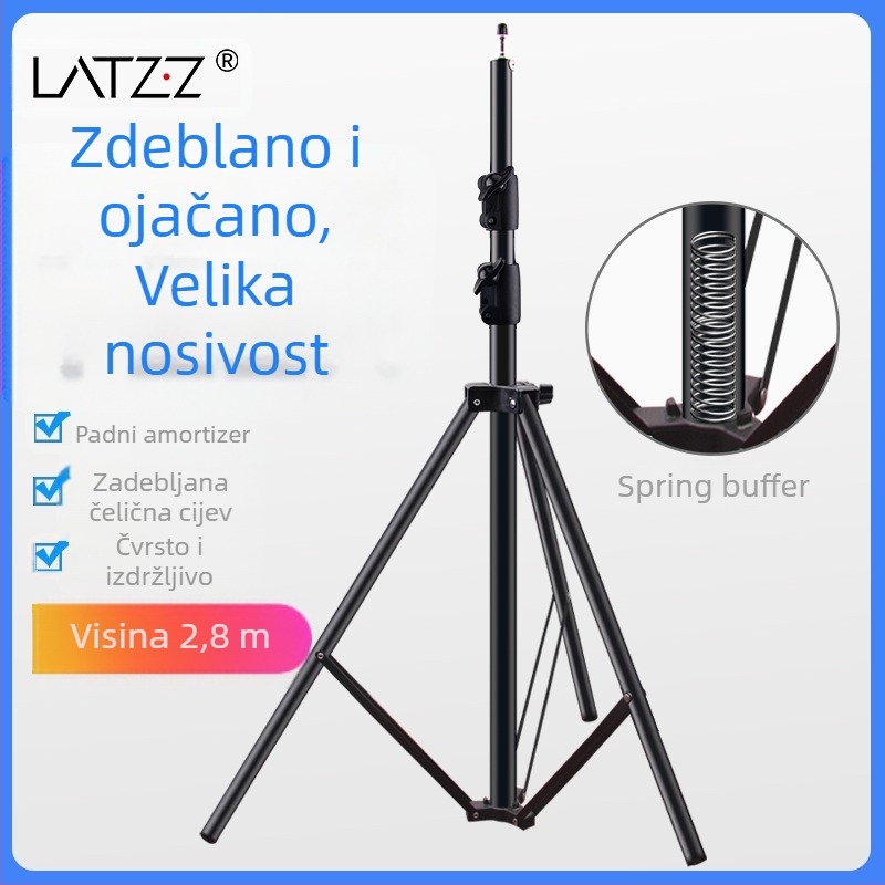 Aluminijski stalak za fotografiju, nosivost 5 kg, visina 2,8 m, promjer cijevi 30 mm, 3-sekcijski, pogodan za live streaming