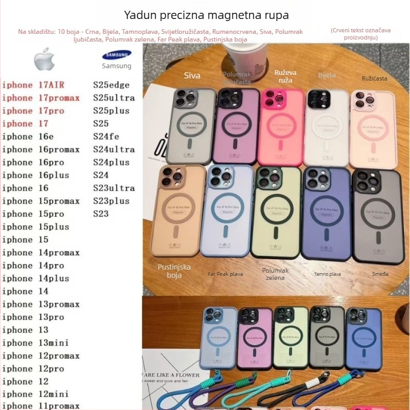 Kućište za Samsung Galaxy S25 Edge, S25 Ultra, S24 Plus i S23 Plus — magnetsko pričvršćivanje, mat završna obrada, mekani rub, otpornost na padove