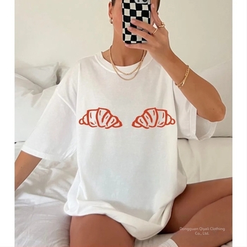 Ženski T-shirt s motivom ovčjih rogova, japanski retro stil, labav kroj, okrugli izrez, kratki rukavi