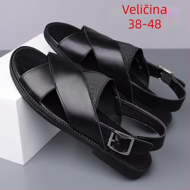 Muške sandale s leopardim uzorkom, prozračne, otvorenog prsta, slip-on, gumeni đon